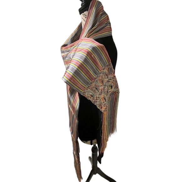 Mexican Shawl, Mexican Pashmina, Striped Shawl, Handcrafted Shawl, Rebozo - Picture 9 of 16